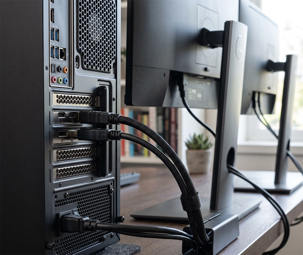 Dual Monitor Cable Connection
